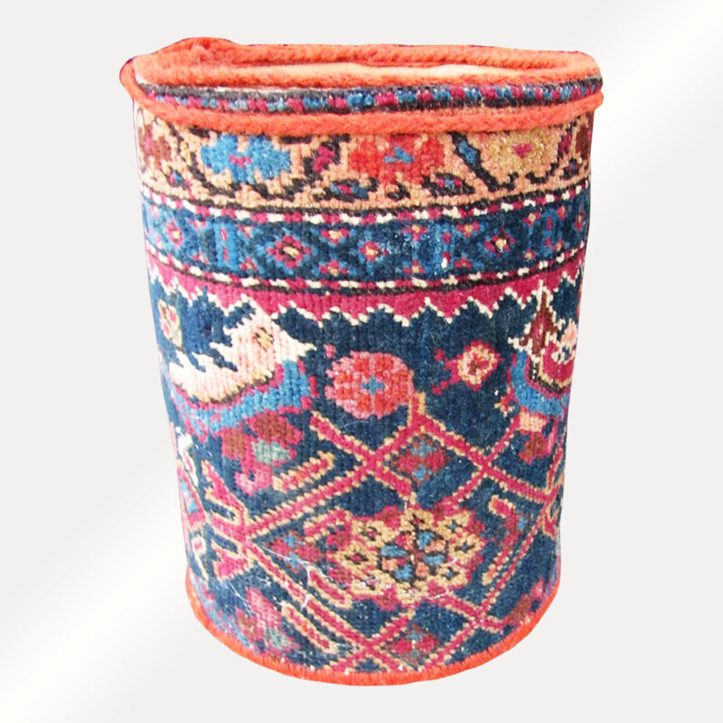Vintage Oriental Rug Waste Basket w4067_Orange - Image 5