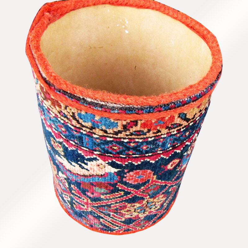 Vintage Oriental Rug Waste Basket w4067_Orange - Image 2