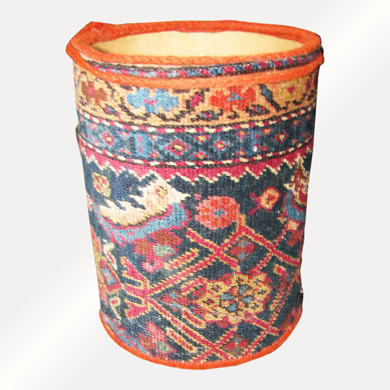 Vintage Oriental Rug Waste Basket w4067_Orange - Image 3