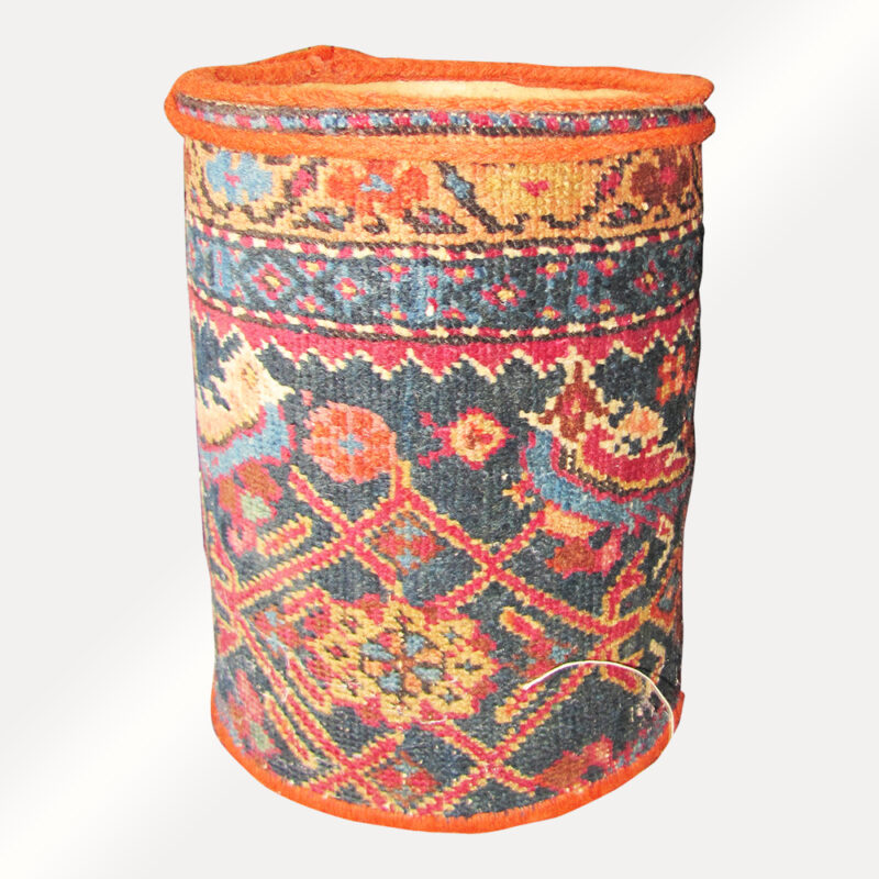 Vintage Oriental Rug Waste Basket w4067_Orange - Image 8