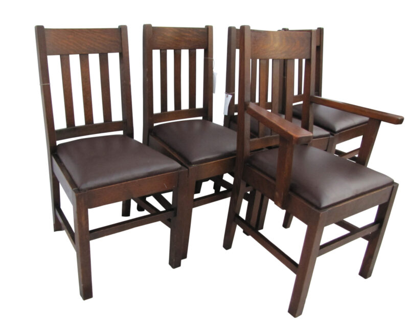 ANTIQUE Set of Five Dining Chairs  Arts and Crafts w4070 - Image 2