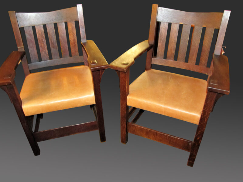Antique Pair of Gustav Stickley Armchairs w4206
