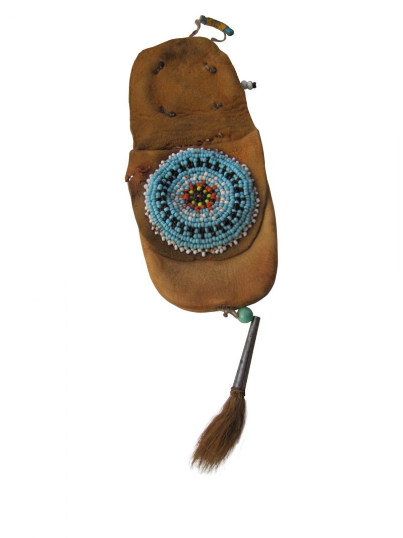 Leather Native American Sioux Indian Small Tabacco Bag w4254 - Image 3