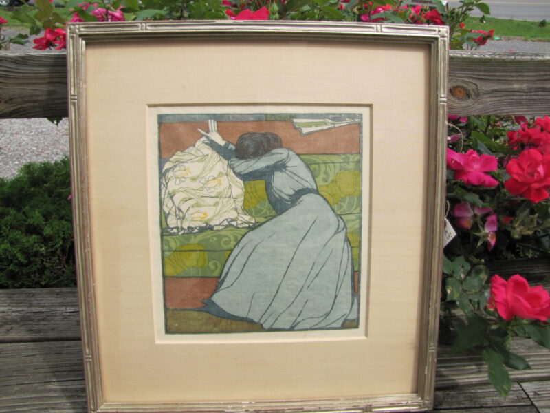 Superb Antique Arts & Crafts Maximilian Kurzweil Wood Block Print W4296