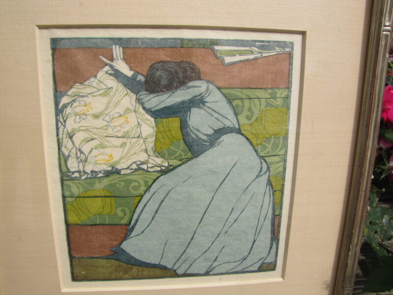 Superb Antique Arts & Crafts Maximilian Kurzweil Wood Block Print W4296 - Image 5