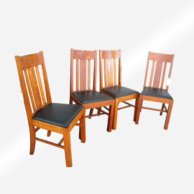 Antique Arts and Crafts, Stickley Era Wisconsin Chair Company Set of 4 Dining Chairs w4331 - Image 3