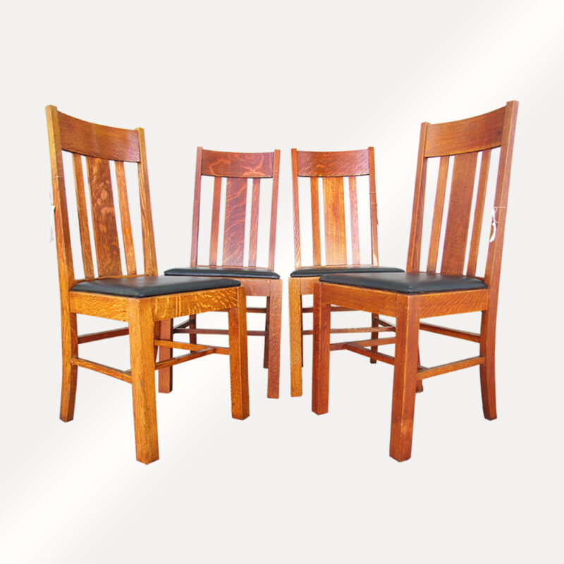 Antique Arts and Crafts, Stickley Era Wisconsin Chair Company Set of 4 Dining Chairs w4331 - Image 2