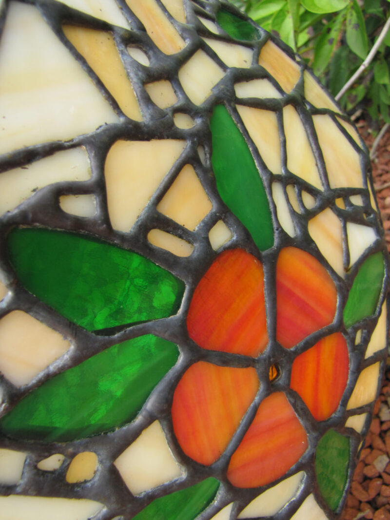 Antique Arts & Crafts Hanging Stained Glass Lampshade W4335 - Image 7