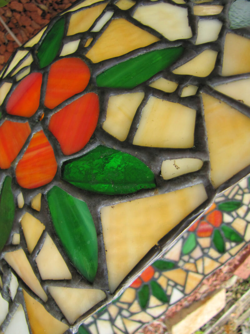 Antique Arts & Crafts Hanging Stained Glass Lampshade W4335 - Image 5