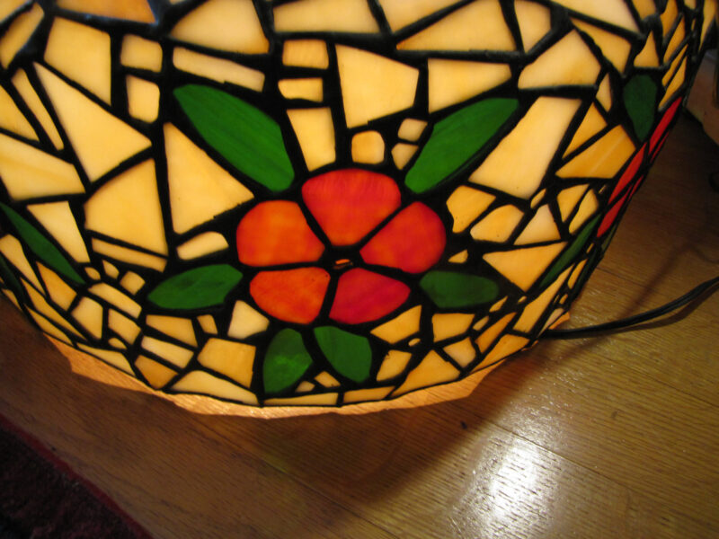 Antique Arts & Crafts Hanging Stained Glass Lampshade W4335 - Image 3