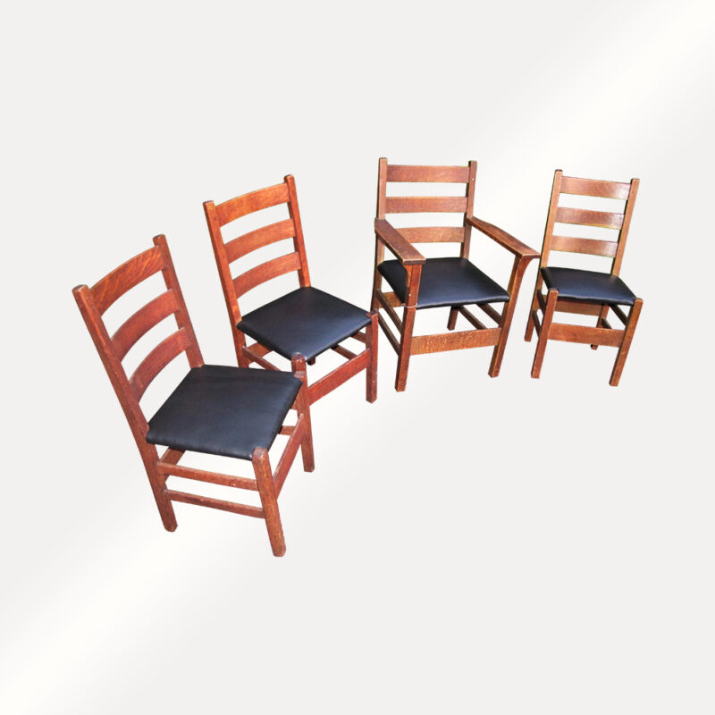 Antique Gustav Stickley Set of 4 Chairs w4855 - Image 3
