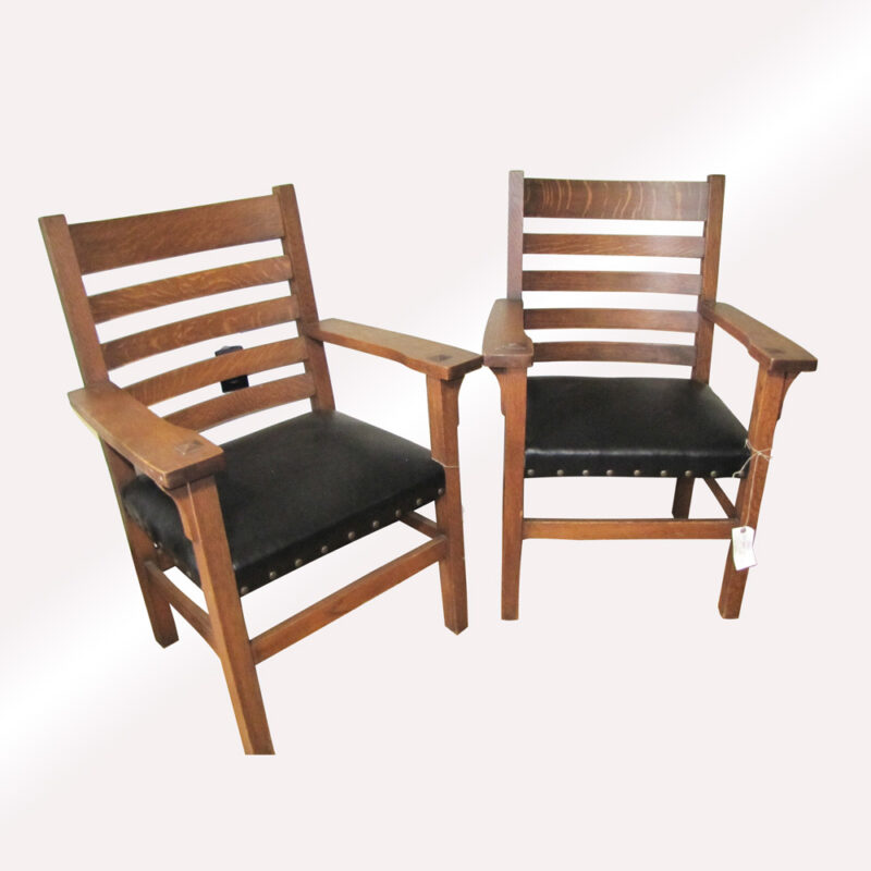 Superb Pair of Antique Arts & Crafts Armchairs w5054 (Stickley Era)