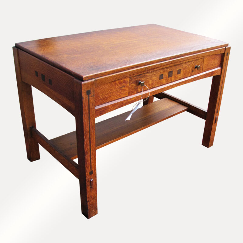 Antique Limbert Library Table with Inlay w5116 - Image 2