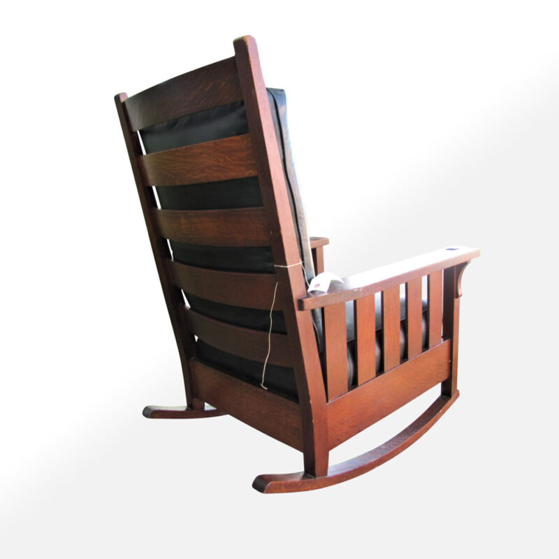Great Antique Gustav Stickley Large Arm Rocker With Slates w5238 - Image 5
